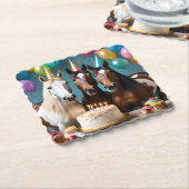 Galloping In Fun: Een Paard Verjaardagsviering Kartonnen Onderzetters (Gebogen)