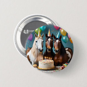 Galloping In Fun: Een Paard Verjaardagsviering Ronde Button 5,7 Cm