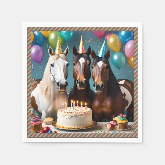 Galloping In Fun: Een Paard Verjaardagsviering Servet (Voorkant)