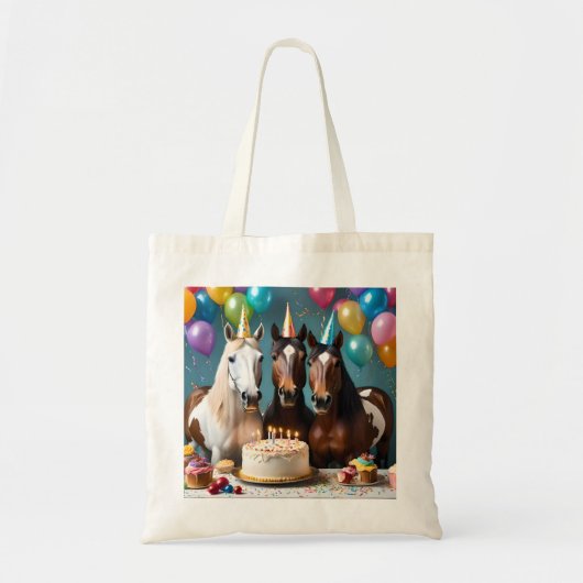 Galloping In Fun: Een Paard Verjaardagsviering Tote Bag (Voorkant)