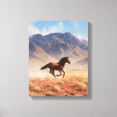 Galloping Mustang Desert Mountain Art Canvas Afdruk (Voorkant)