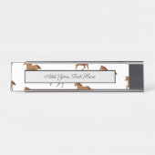 Galloping Mustang Horse Brown Waterverf Painting Bureau Naambordje (Voorkant)