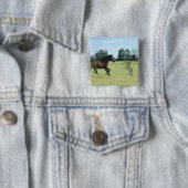 Galloping Mustangs Square Pin Vierkante Button 5,1 Cm (In situ)