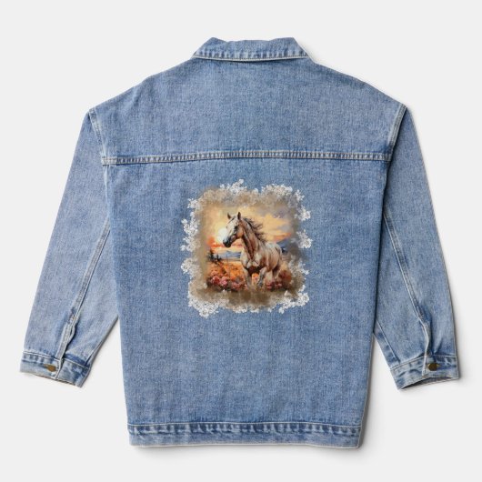 Galloping Paard Sunset Denim Jas Jacket (Achterkant)