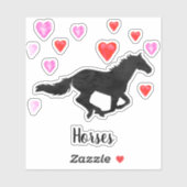 Galloping Paard Waterverf Silhouet Harten Sticker (Vel)