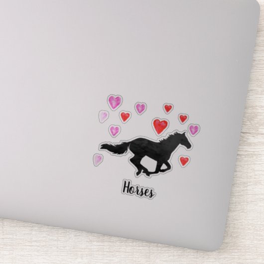 Galloping Paard Waterverf Silhouet Harten Sticker (Detail)