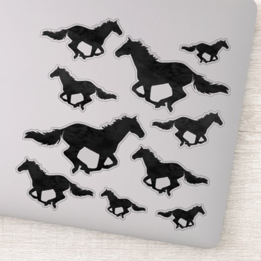 Galloping Paard Waterverf Silhouet Sticker (Detail)