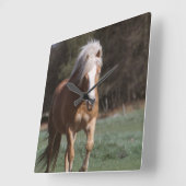 Galloping Palomino Wall Clock Vierkante Klok (Hoek)