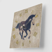 Galloping Pinto American Paint Stallion Horse Vierkante Klok (Hoek)