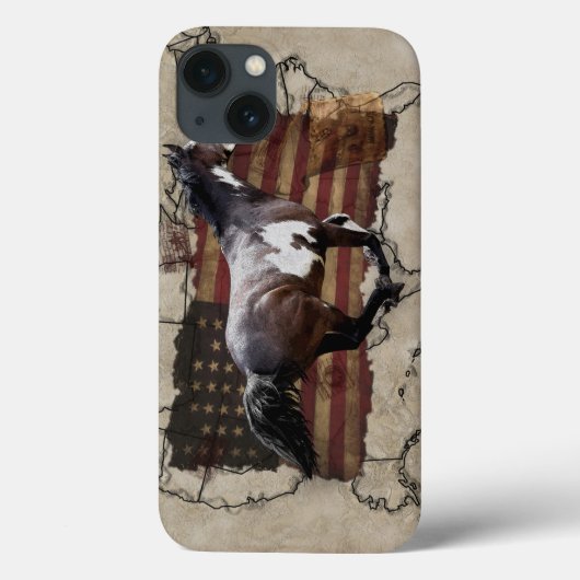 Galloping Pinto Paint USA Pony Express Horse Case-Mate iPhone Case (Achterkant)