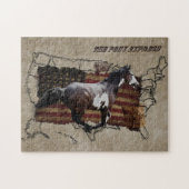 Galloping Pinto Paint USA Pony Express Horse Legpuzzel (Horizontaal)