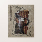 Galloping Pinto Paint USA Pony Express Horse Legpuzzel (Verticaal)