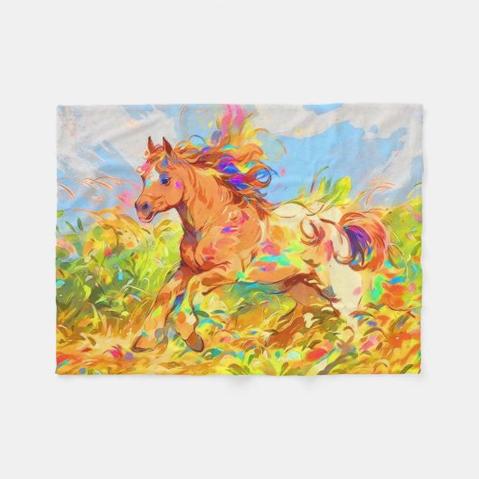 Galloping Pony - Kinderboek Kunst Fleece Deken (Voorkant (Horizontaal))