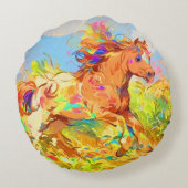 Galloping Pony - Kinderboek Kunst Rond Kussen (Achterkant)