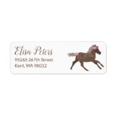Galloping Pony Pink Roses Retouradreslabel Etiket (Voorkant)