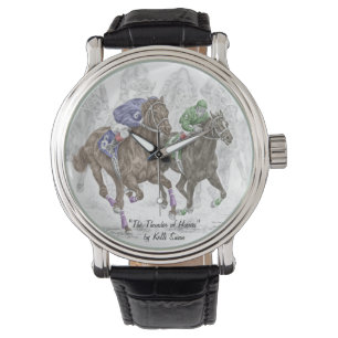 Galloping Race Horses Horloge