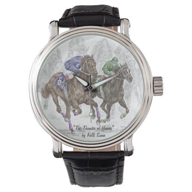 Galloping Race Horses Horloge (Voorkant)