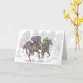 Galloping Race Horses Kaart (Gele Bloem)