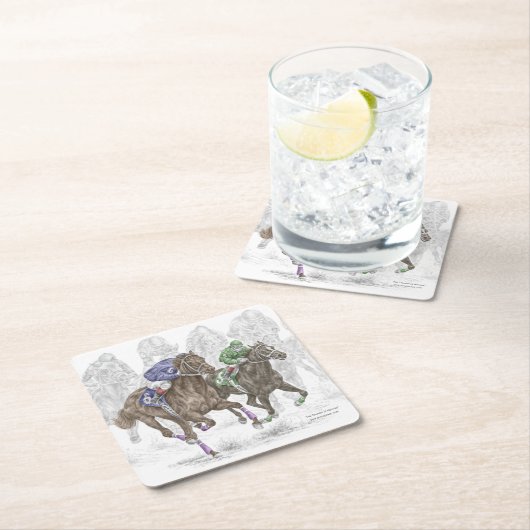 Galloping Race Horses Kartonnen Onderzetters (Insitu)