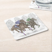 Galloping Race Horses Kartonnen Onderzetters (Schuin)