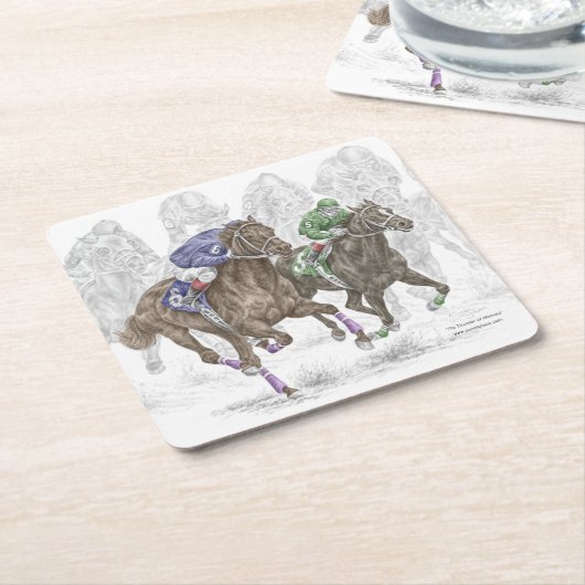 Galloping Race Horses Kartonnen Onderzetters (Schuin)