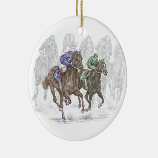 Galloping Race Horses Keramisch Ornament (Rechts)
