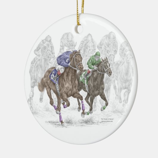 Galloping Race Horses Keramisch Ornament (Links)