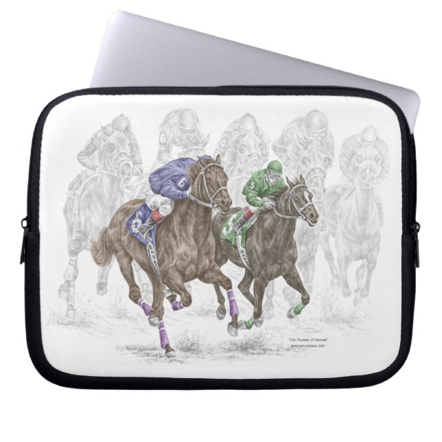 Galloping Race Horses Laptop Sleeve (Voorkant)