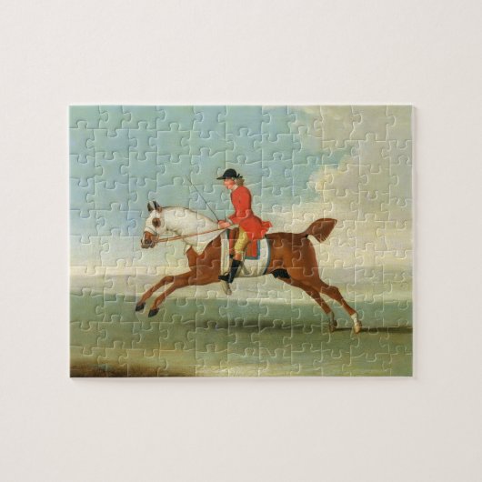 Galloping Racehorse en opgezet Jockey in Red (olie Legpuzzel (Horizontaal)