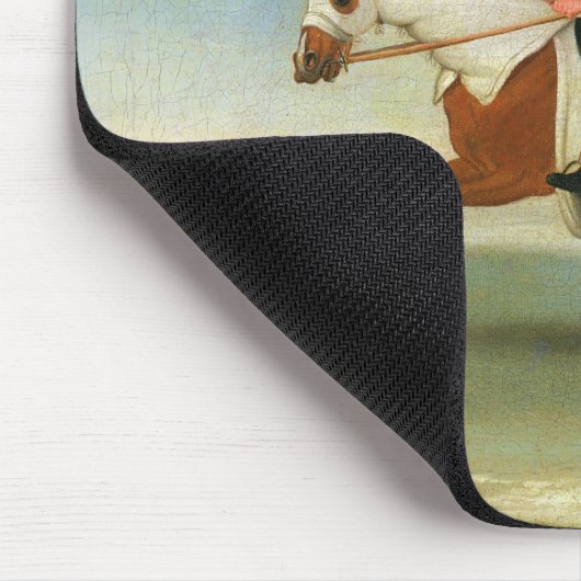 Galloping Racehorse en opgezet Jockey in Red (olie Muismat (Hoek)