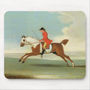 Galloping Racehorse en opgezet Jockey in Red (olie Muismat
