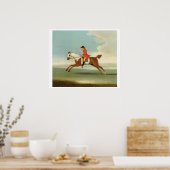 Galloping Racehorse en opgezet Jockey in Red (olie Poster (Keuken)