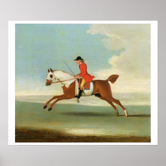 Galloping Racehorse en opgezet Jockey in Red (olie Poster (Voorkant)