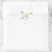Galloping Rainbow Unicorn Vierkante Sticker (Tas)