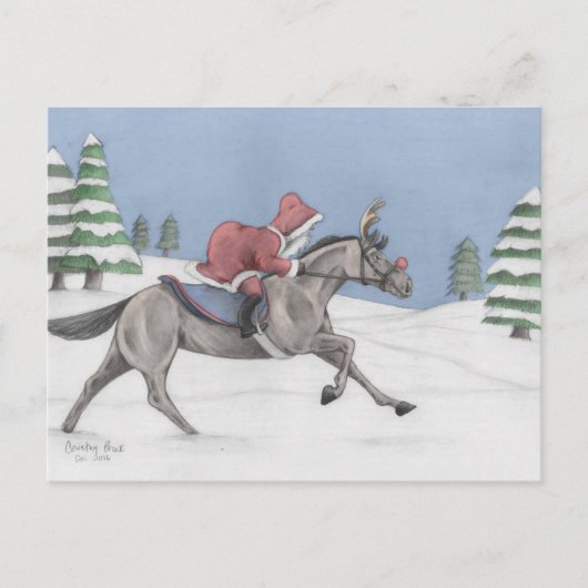 Galloping Santa Feestdagenkaart (Voorkant)