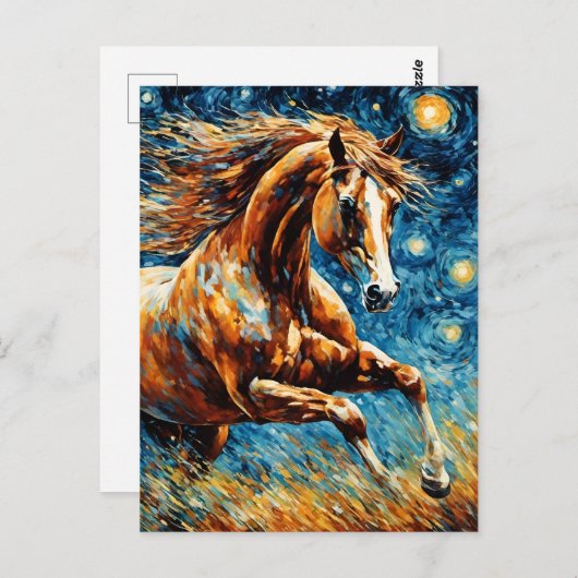 Galloping Sorrel Paard Briefkaart (Voorkant / Achterkant)