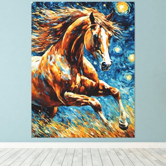 Galloping Sorrel Paard Canvas Afdruk (Insitu (Houten vloer))