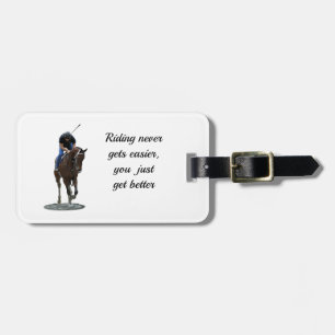 Galloping Thoroughbred Horse and Rider Bagagelabel