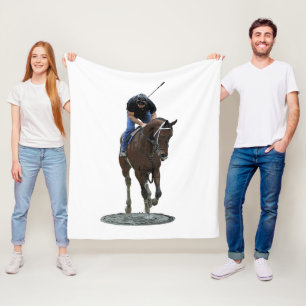 Galloping Thoroughbred Horse and Rider Blanket Fleece Deken
