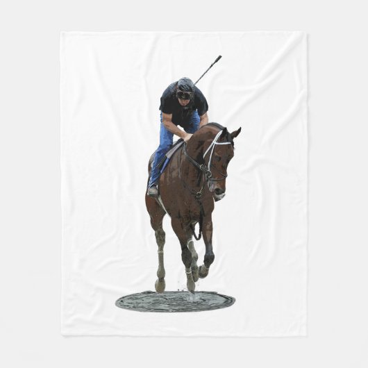 Galloping Thoroughbred Horse and Rider Blanket Fleece Deken (Voorkant)