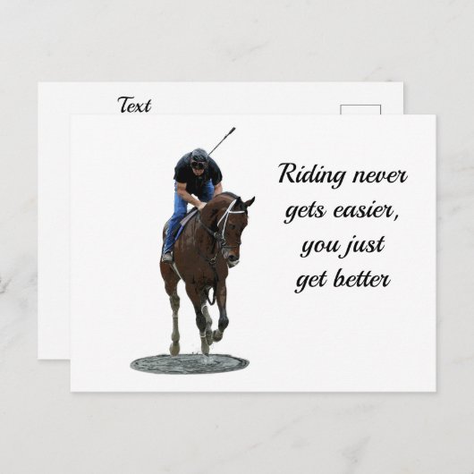 Galloping Thoroughbred Horse and Rider Briefkaart (Voorkant / Achterkant)