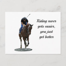 Galloping Thoroughbred Horse and Rider Briefkaart