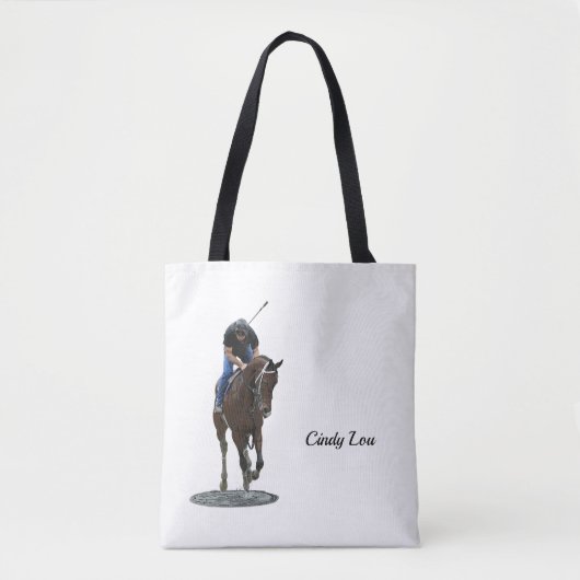 Galloping Thoroughbred Horse and Rider Canvas tas (Voorkant)