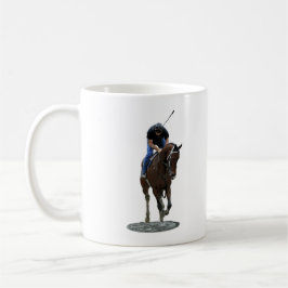 Galloping Thoroughbred Horse and Rider Coffee Mok