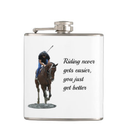 Galloping Thoroughbred Horse and Rider Drink Heupfles