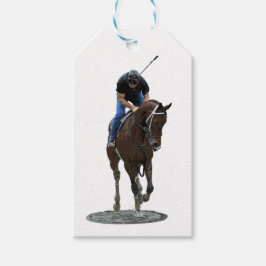 Galloping Thoroughbred, Horse and Rider Gift Label Cadeaulabel