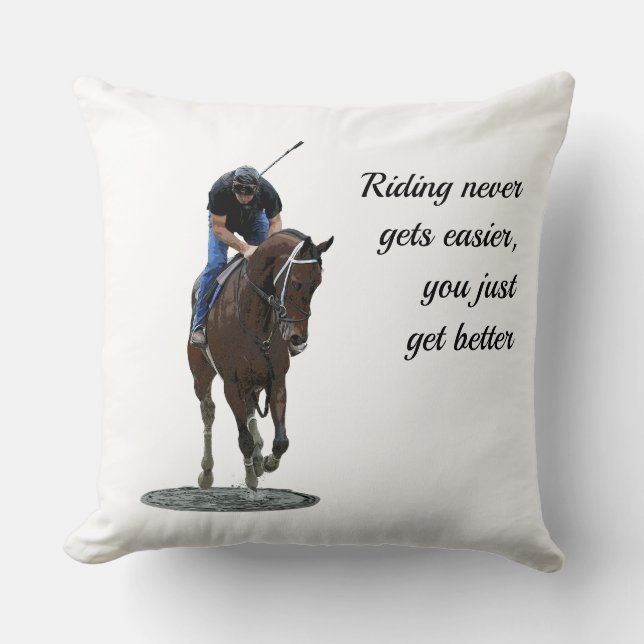Galloping Thoroughbred Horse and Rider Pillow Kussen (Voorkant)