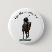 Galloping Thoroughbred Horse and Rider Pin Button (Voorkant)