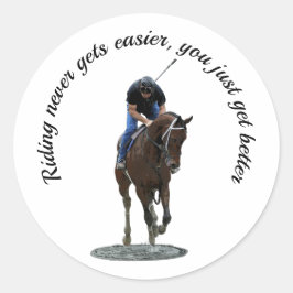 Galloping Thoroughbred Horse and Rider Sticker