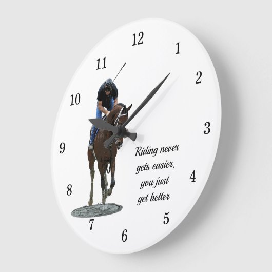 Galloping Thoroughbred Horse and Rider Wall Clock Grote Klok (Hoek)